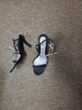 Chinese Laundry Black and Silver Strappy High Heel Sandals
